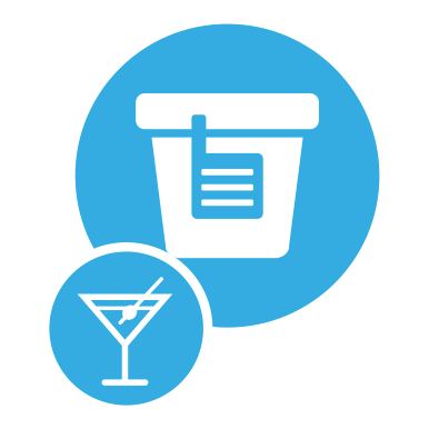 Takeout container with cocktail icon